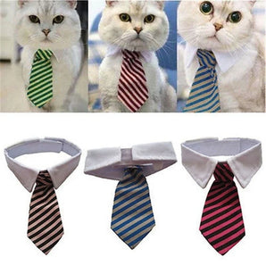 2023 Dog Cat Grooming Cat Striped Bow Tie Animal Striped Bow Tie Collar Pet Adjustable Christmas Cat Collar Pet Collar