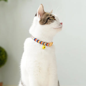 2PCS Cat Collar Adjustable Safety Pet Collar Flower Printed with Bell Ring Necklace for Cat Puppy Small Dog Pet Accessories