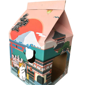 Cat Nest, Cat House, Japanese Milk Box, Corrugated Paper Cat Scratch Board, Cat House Cat Supplies, Cat Soothing Toys, Sound Clo