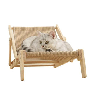 Cat Scratcher Lounge Chair Sisal Scratcher Mini Beach Chair Elevated Bed Removable Sisal Pad Adjustable For Indoor Cats All