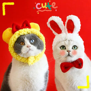 Little Rabbit Plush Hat for Pet, Headgear for Cat and Dog, Warm, Headgear
