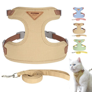 Nylon Cat Harness Leash Set Mesh Breathable Puppy Cats Harnesses Soft Kitten Vest Pet Walking Lead Adjustable For Small Dog Cats