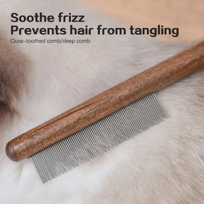 Pets Flea Brush Face Grooming Comb Eye dirt stain food cleaning fur hair cat dog stainless steel Wooden Plastic