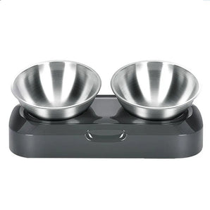 Stainless steel bowl with oblique mouth, single and double adjustable cervical vertebra protection, pet supplies